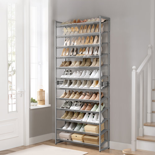 Abbi 48-60 Pair Stackable Shoe Rack,  with Adjustable Flat or Angled Shelves